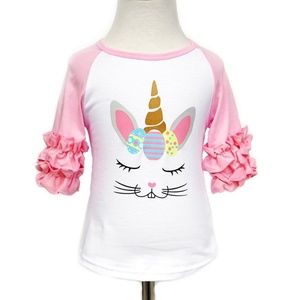 Girls Easter unicorn raglan